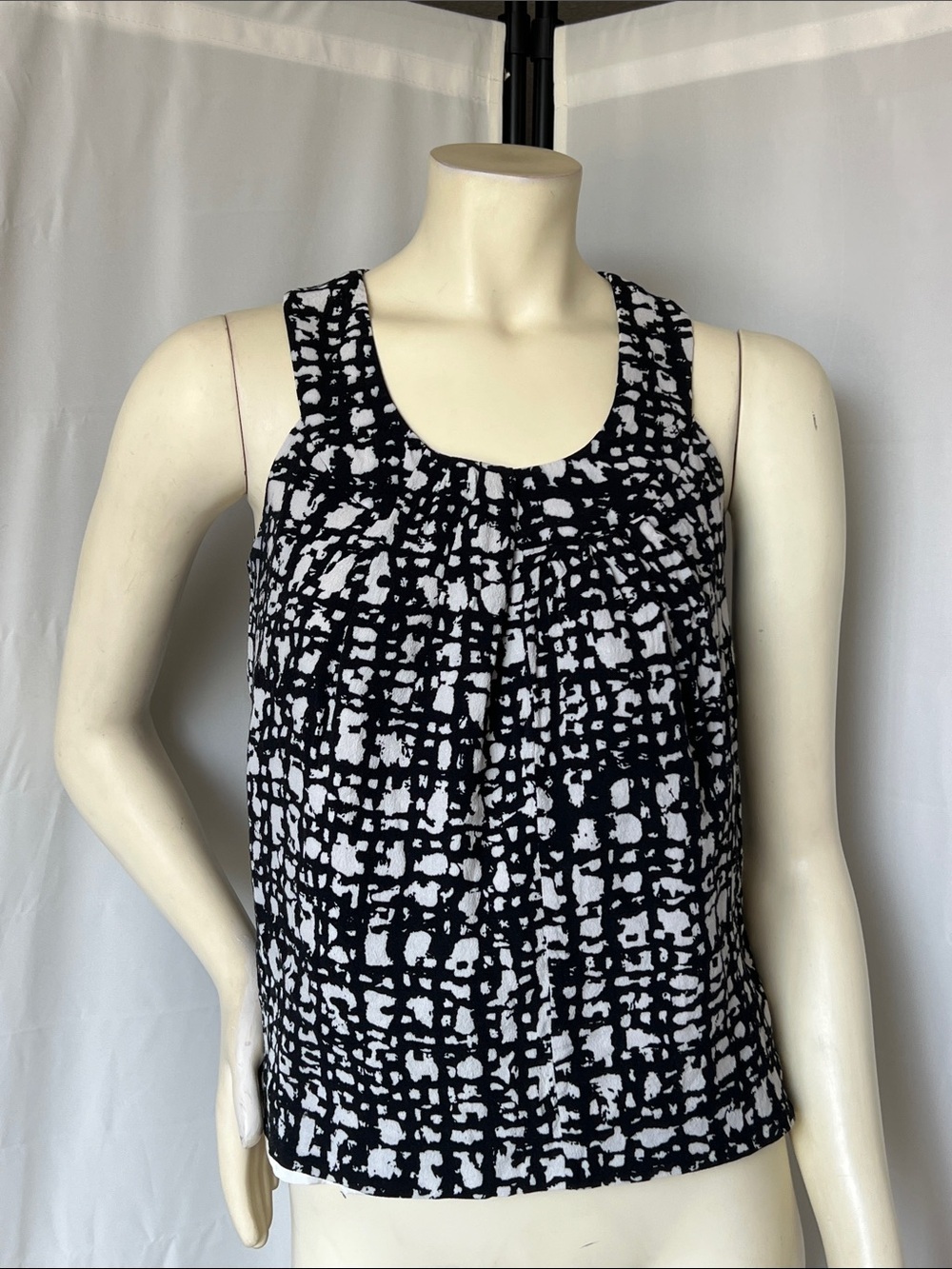 kate spade Black and White Abstract Grid Top
